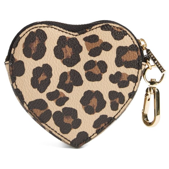 Tory Burch Heart Shaped Leopard Key Fob Coin Purse - Picture 2 of 7